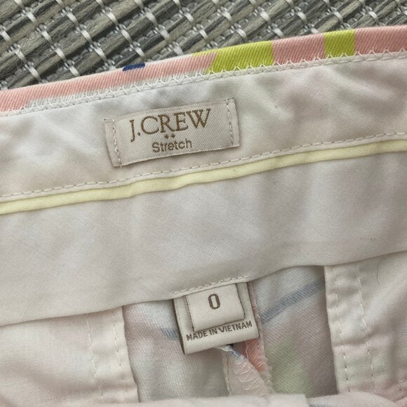 J Crew Chino Peach Kiwi Geometric Shorts Size 0 - Picture 3 of 6